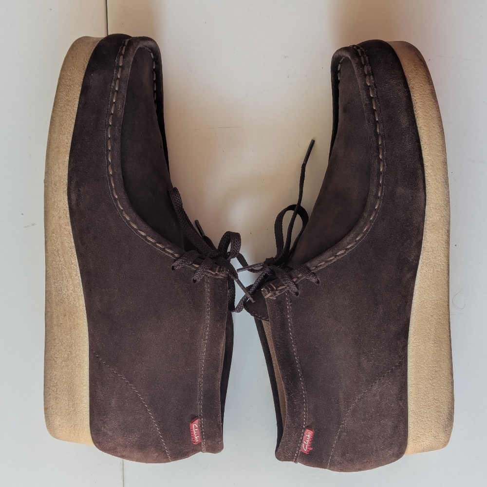 Clarks Brown Suede Boots Wallabee Waxy Sole Men's, 10